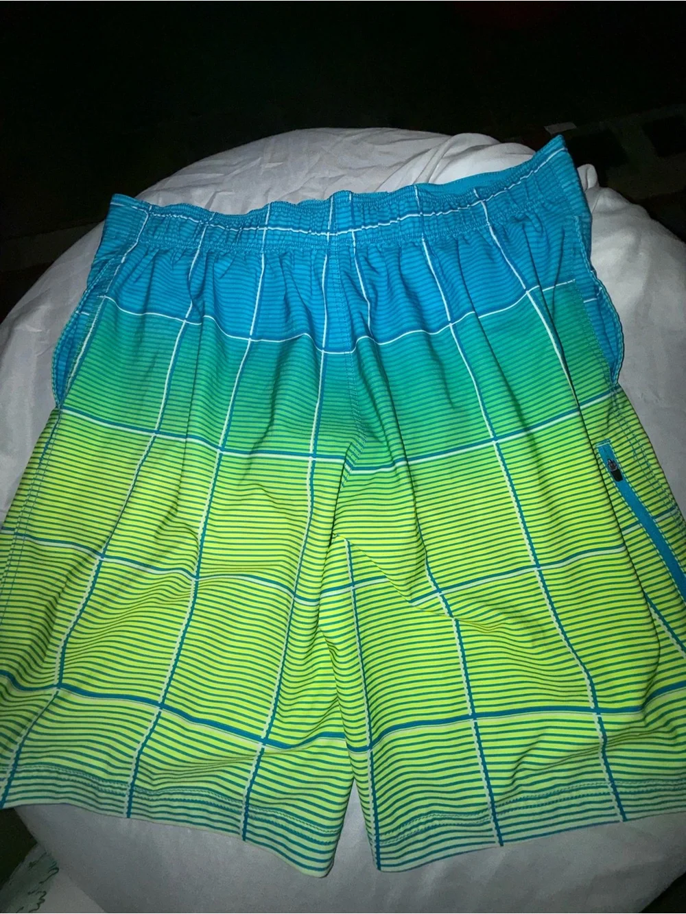 OP Blue and Lime Gradient Men's Swim Board Shorts- large